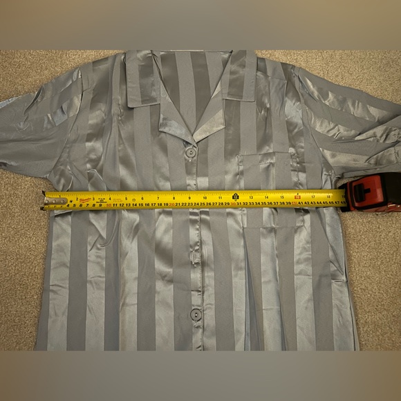 Women’s Blue Silk Striped Pyjamas - Picture 2 of 5